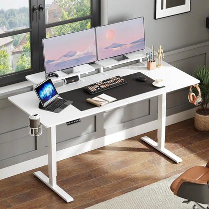 Electric Stand Up Desk with Memory Controller & Adjustable Height  2 Adjustable Monitor Shelves