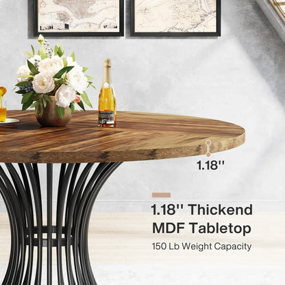 47-Inch Round Farmhouse  Dining Table for 4-6 People