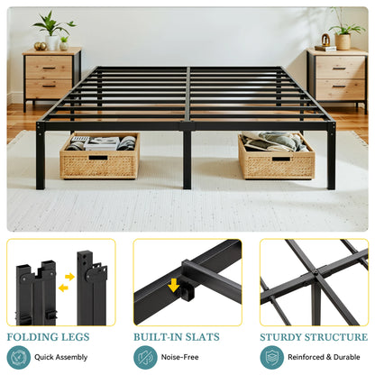 Metal Platform Bed Frame with Storage Space, Twin/Full/Quen/King
