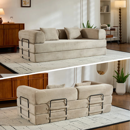 79" Convertible Sofa Bed with Removable Armrests,