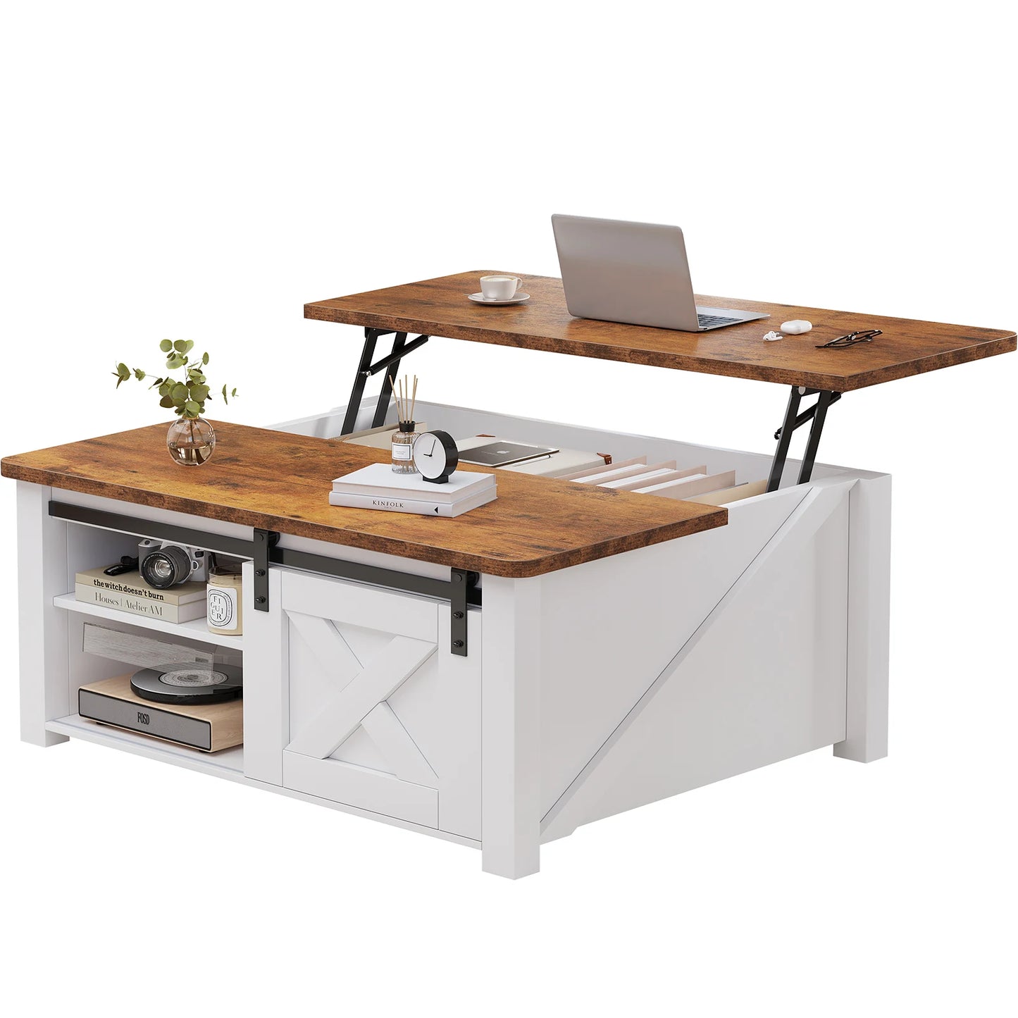 31.5IN Wood Lift Top Coffee Table  Square Living Room Adjustable Storage Shelf Easy Lift Or Lower For Tea Dining Tables
