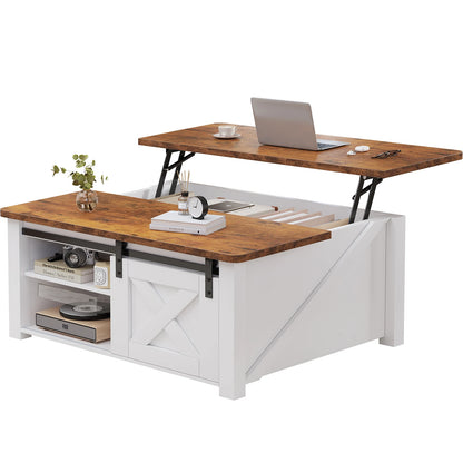 31.5IN Wood Lift Top Coffee Table  Square Living Room Adjustable Storage Shelf Easy Lift Or Lower For Tea Dining Tables