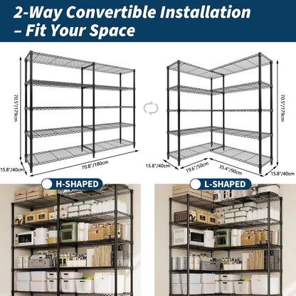 Commercial grade Heavy Duty Metal Shelving 4/5 Tiers  Adjustable Organization  for Pantry, Kitchen or Garage