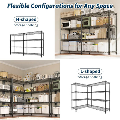 Commercial grade Heavy Duty Metal Shelving 4/5 Tiers  Adjustable Organization  for Pantry, Kitchen or Garage