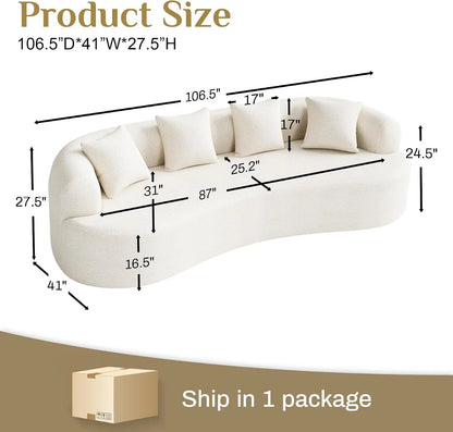Oversized Sectional Sofa for Living Room, Modern Luxury Plush Chenille Extra Deep & Wide Seat Curved Cloud Couch No Assembly