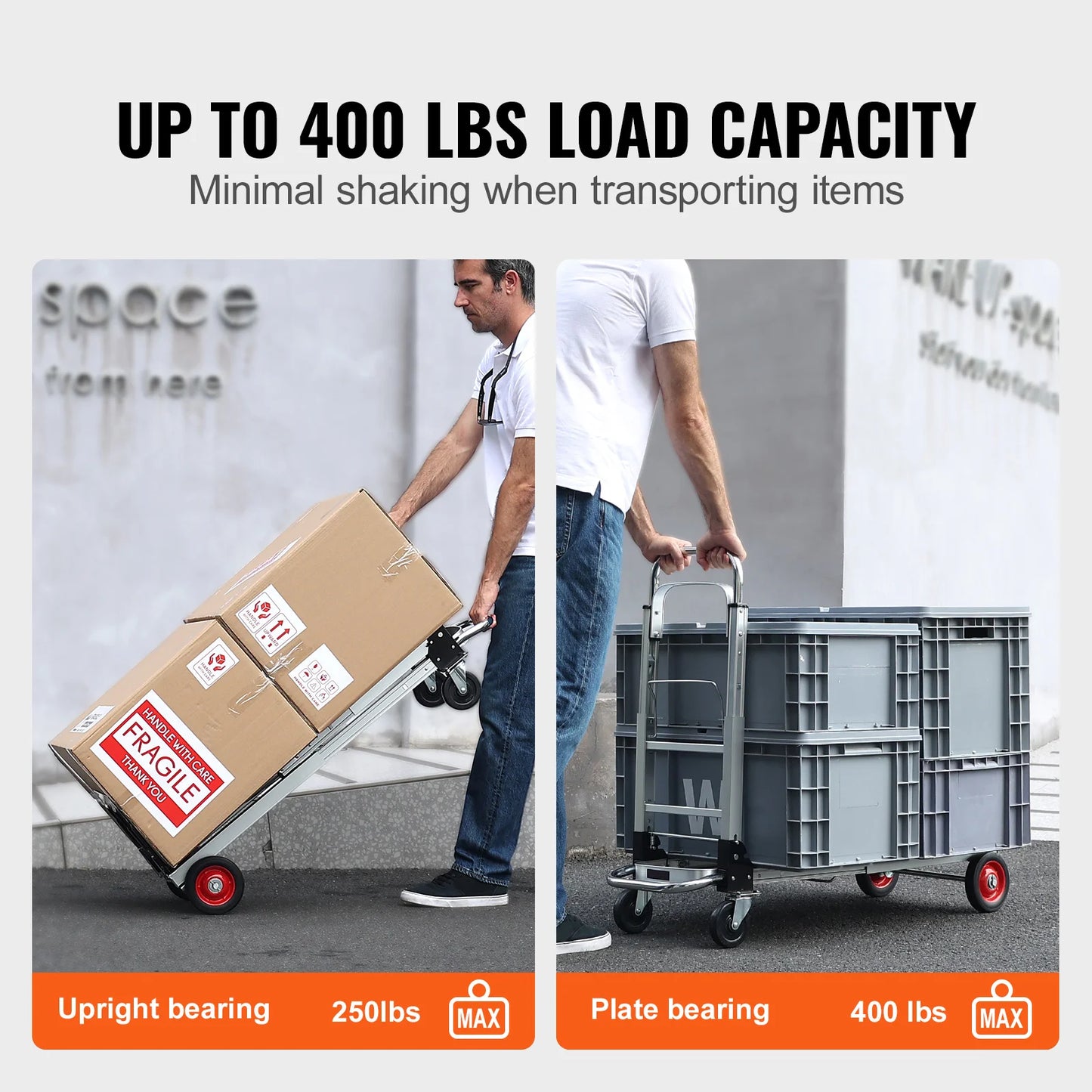 400 lbs Folding Hand Truck Lightweight Dolly with Wheels Foldable Utility Cart for Warehouse Transport Moving