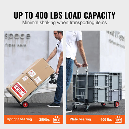400 lbs Folding Hand Truck Lightweight Dolly with Wheels Foldable Utility Cart for Warehouse Transport Moving