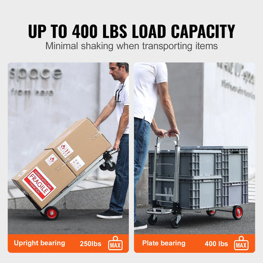400 lbs Folding Hand Truck Lightweight Dolly with Wheels Foldable Utility Cart for Warehouse Transport Moving
