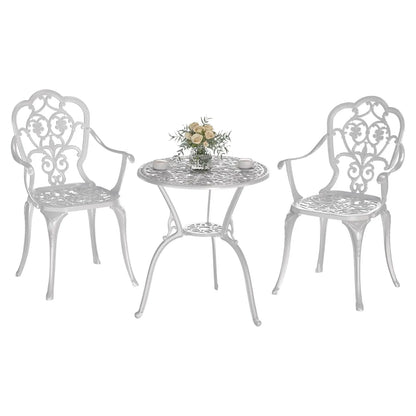 Cast Aluminum Bistro Set 3pc Table & Chairs w/Umbrella Hole Outdoor Patio Garden Lawn, Customized