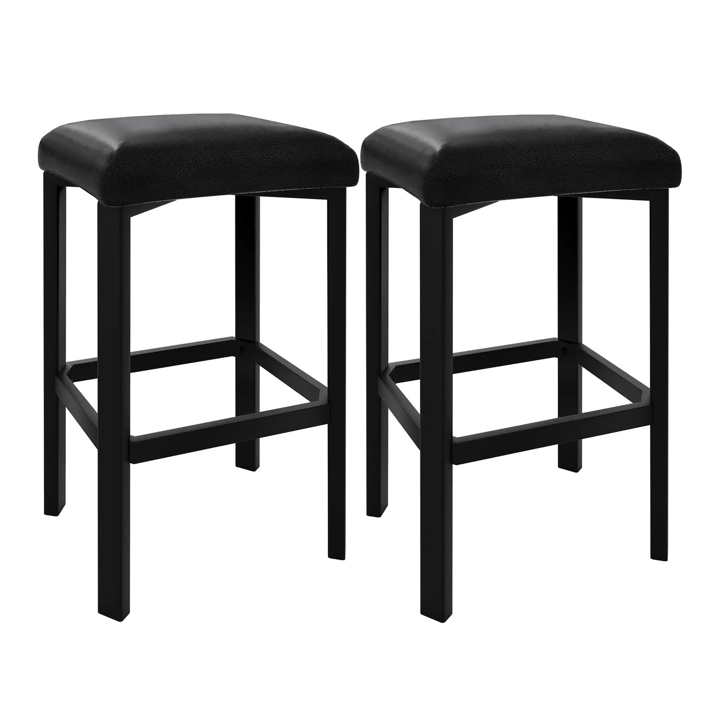 Counter Height Bar Stools Set With PU Leather Seat And 2 Inch Thick Upholstery Modern Heavy Duty Metal Frame Base Easy Assembly For Kitchen Island And Bar Counter Available In Set Of 2 Or 4