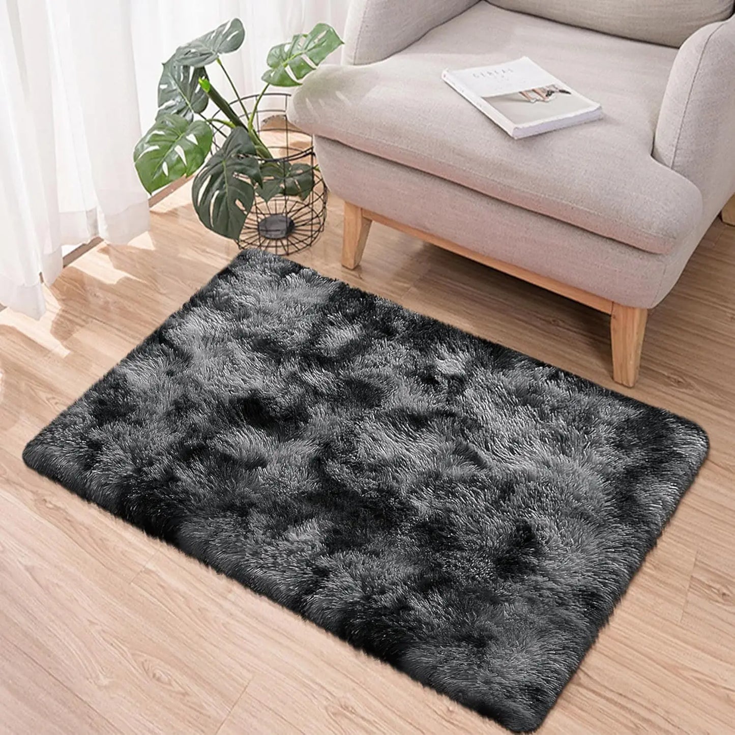 Tie-Dye Non-Slip  Silk Wool Rugs   Machine Washable Carpet Mats