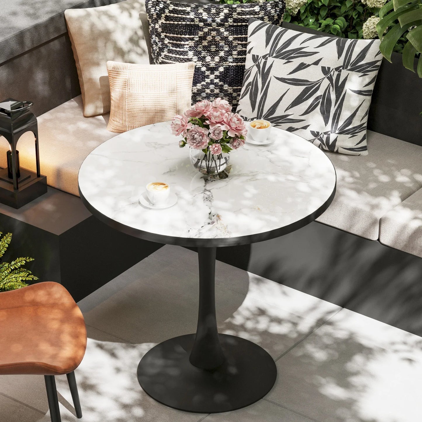 Leisure Round  Dining RoomTable  for 2-3 People  Stone Top