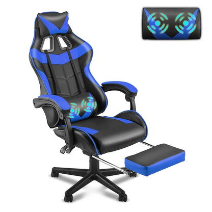 Pink Ergonomic Gaming Chair with Bunny Ears Footrest Headrest Lumbar Support for Home Office