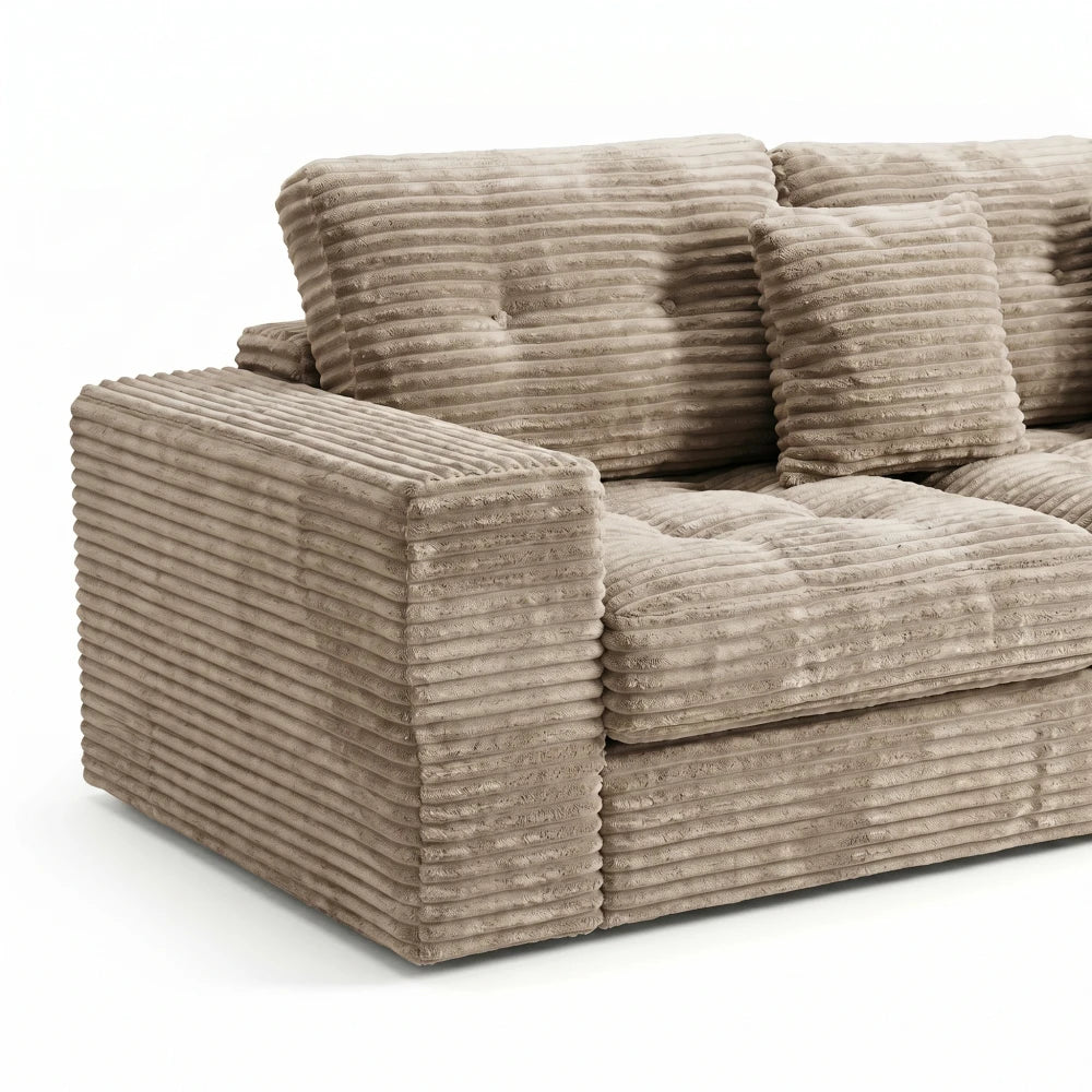 105 Inch Modular Cloud Sofa Set, DIY Convertible Sectional Couch with Movable Ottoman, Pure High Density Foam Cushion, Plush Faux Rabbit Fur Velvet Upholstered Deep Seat Sofa for Modern Living Room Apartment Small Space Famil