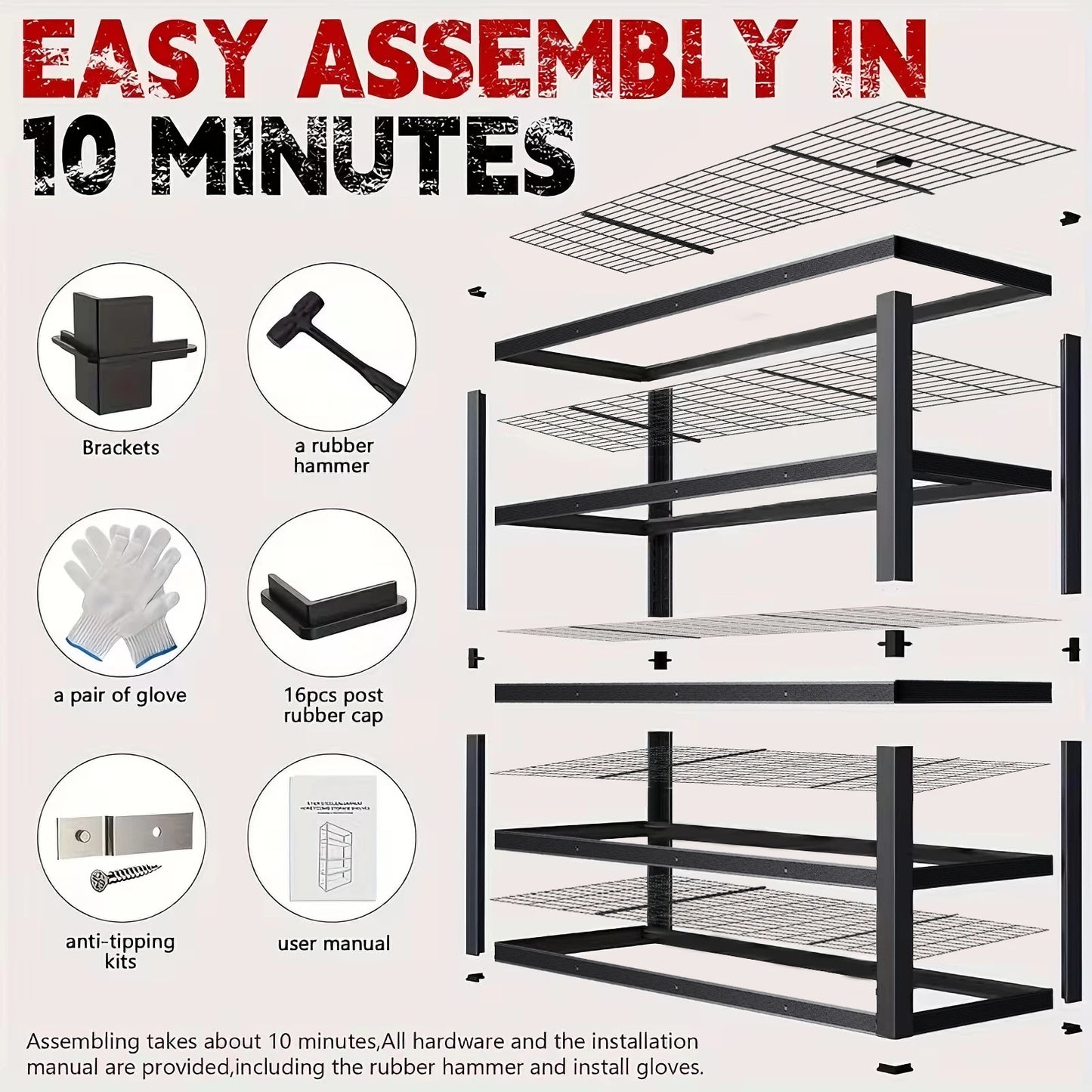 84 Inch Heavy-Duty Metal Storage Rack with 2000 lb Capacity per Layer Industrial Style Freestanding Shelf for Garage, Warehouse