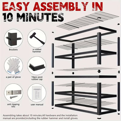 84 Inch Heavy-Duty Metal Storage Rack with 2000 lb Capacity per Layer Industrial Style Freestanding Shelf for Garage, Warehouse