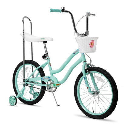 20 Inch Girls Bike with Training Wheels, Banana Seat Bike for Girls Ages 7-12 Years Old with Handbrake and Coaster Brake