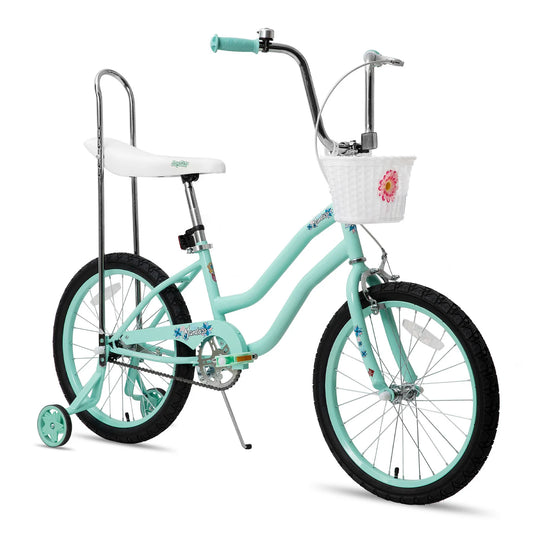 20 Inch Girls Bike with Training Wheels, Banana Seat Bike for Girls Ages 7-12 Years Old with Handbrake and Coaster Brake