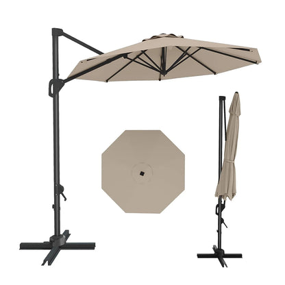 10FT Cantilever Patio Umbrella 360° Rotation & Tilt Adjustment