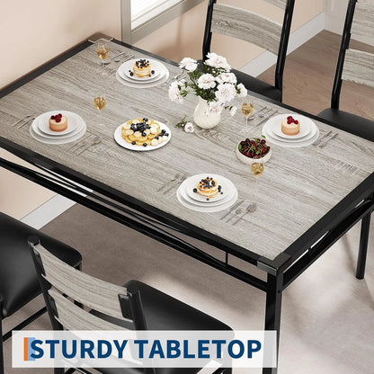 Wooden Kitchen Table with 4 Upholstered Chairs