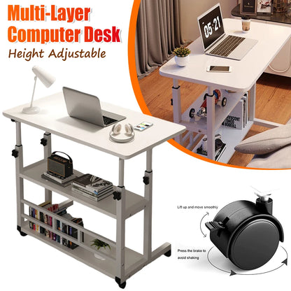 Multi-Layer Height Adjustable  Wooden Computer Desk for Home Office