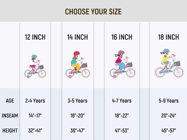 Colorful Girls Bike with Basket & Training Wheels 4 sizes 12 14 16 18
