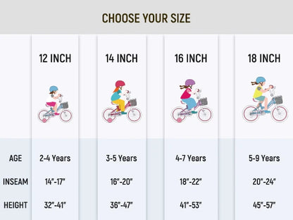 Colorful Girls Bike with Basket & Training Wheels 4 sizes 12 14 16 18