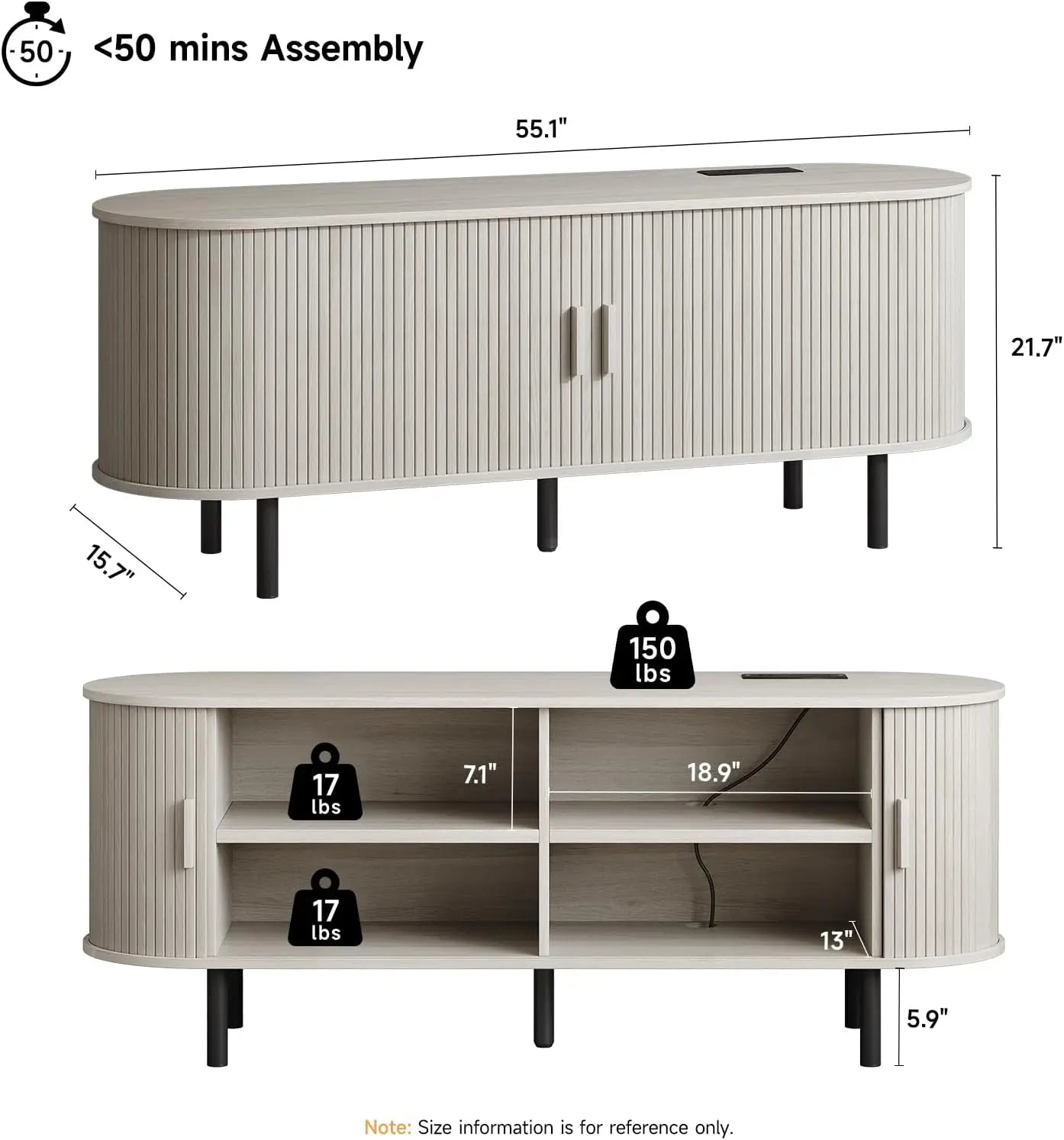 Entertainment Center with Power Outlet for TVs up to 60/70"