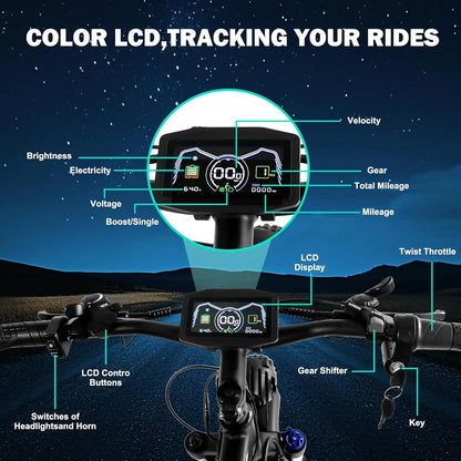 TS60 5000W Dual Motor E-Bike, 45MPH Mountain AWD 21-Speed with 26" x 4.0 Fat Tire