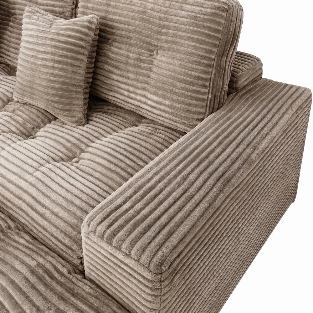 105 Inch Modular Cloud Sofa Set, DIY Convertible Sectional Couch with Movable Ottoman, Pure High Density Foam Cushion, Plush Faux Rabbit Fur Velvet Upholstered Deep Seat Sofa for Modern Living Room Apartment Small Space Famil