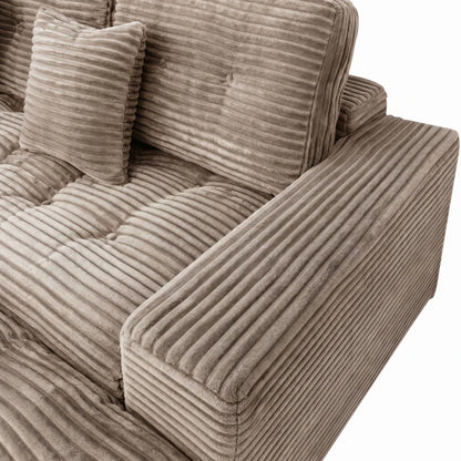 105 Inch Modular Cloud Sofa Set, DIY Convertible Sectional Couch with Movable Ottoman, Pure High Density Foam Cushion, Plush Faux Rabbit Fur Velvet Upholstered Deep Seat Sofa for Modern Living Room Apartment Small Space Famil