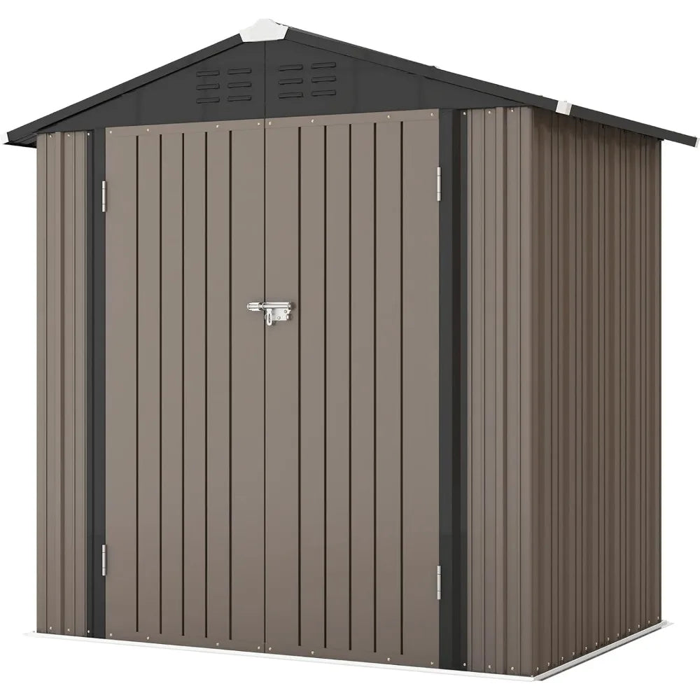 6x4 FT Outdoor Garden Tool Storage Shed,  with Sloping Roof and Double Lockable Door