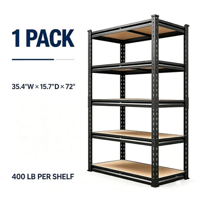 Heavy Duty Metal Storage Rack 5 Tier Adjustable Utility Shelving