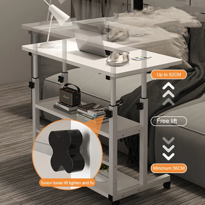 Multi-Layer Height Adjustable  Wooden Computer Desk for Home Office