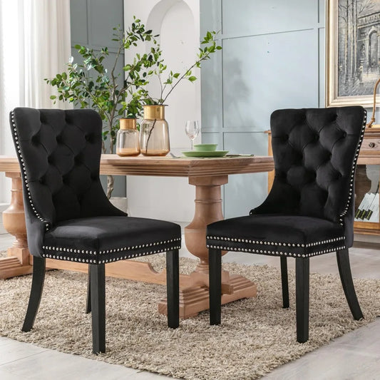 Velvet Dining Chairs Set of 6, Nikki Collection Dining Room Chairs with Wood Legs