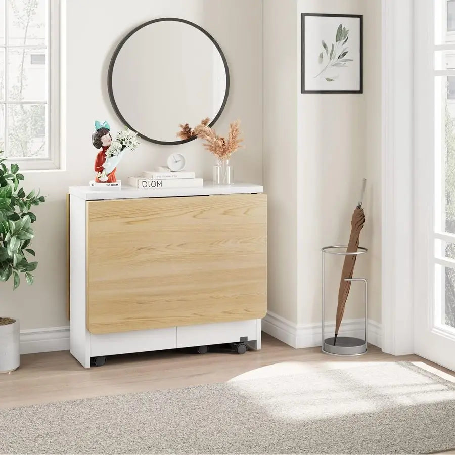 Space Saving Farmhouse Dining Table for 4 with Storage