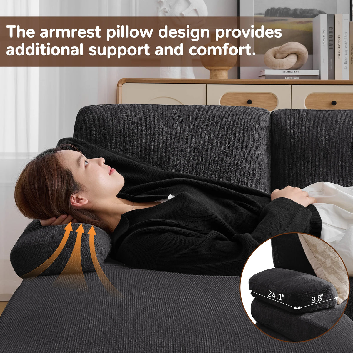 U-Shaped Sectional Sofa 4 Seater Lounge Sleeper with Removable Cushions Upholstered Couches for Living Room