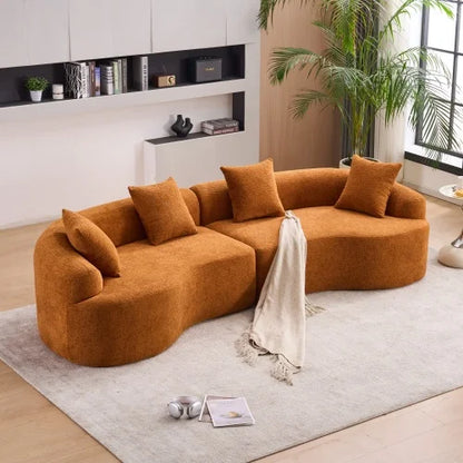 110'' Curved Modular Sectional Sofa Chenille All-Foam Frameless Couch