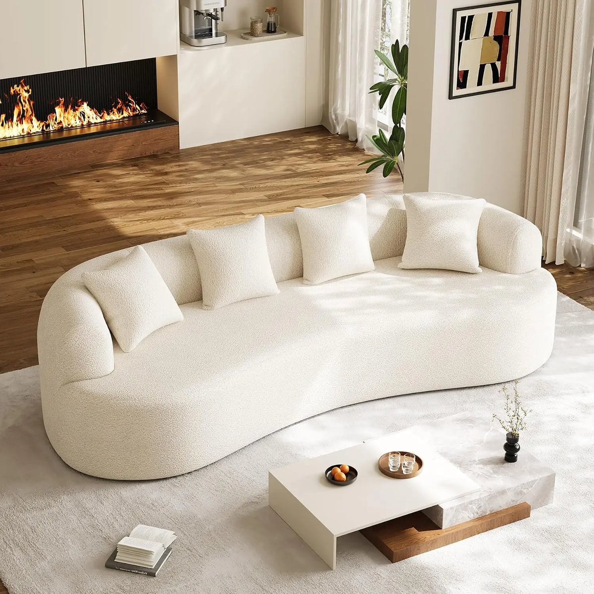 Oversized Sectional Sofa for Living Room, Modern Luxury Plush Chenille Extra Deep & Wide Seat Curved Cloud Couch No Assembly