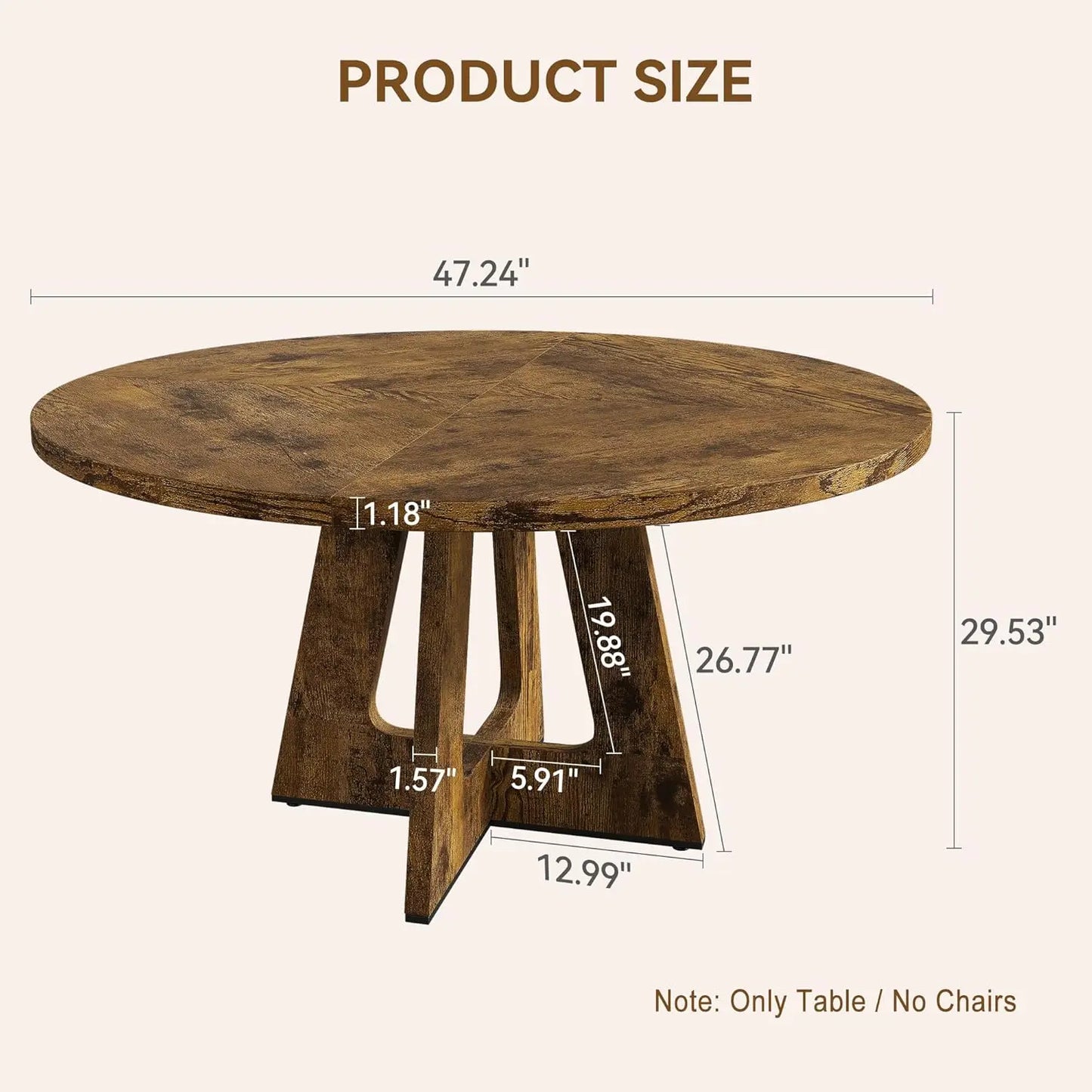 Round Farmhouse Kitchen Dining Table