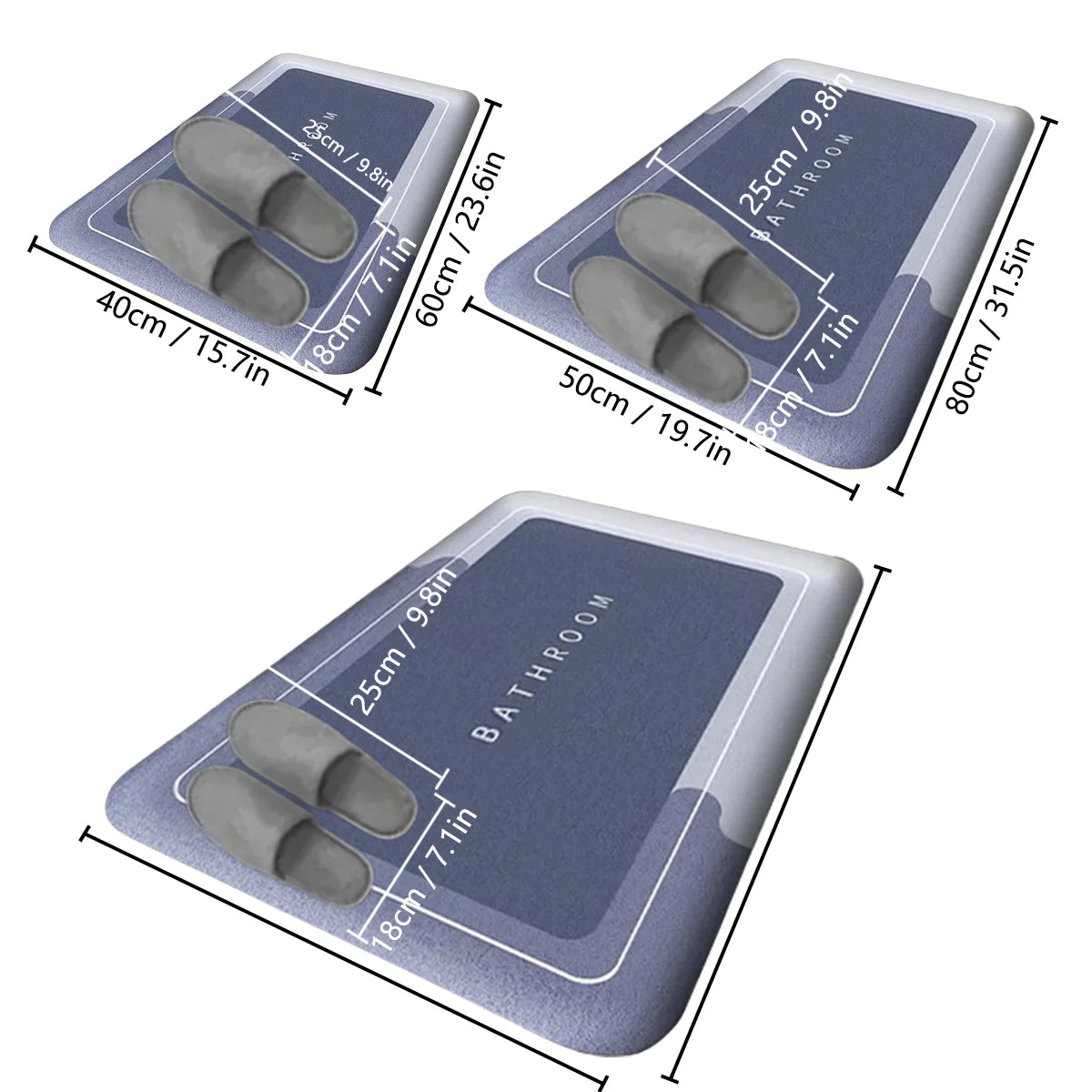 Absorbent quick-drying non-slip bathroom mat