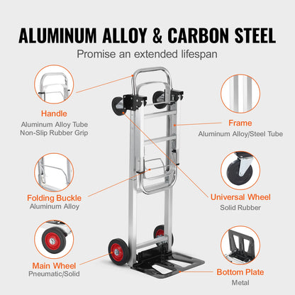 400 lbs Folding Hand Truck Lightweight Dolly with Wheels Foldable Utility Cart for Warehouse Transport Moving