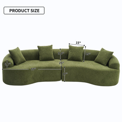 110'' Curved Modular Sectional Sofa Chenille All-Foam Frameless Couch
