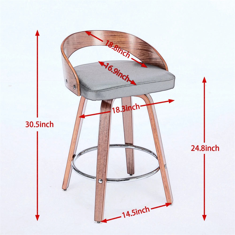 Swivel Barstools (2) with Low Back Wood Legs