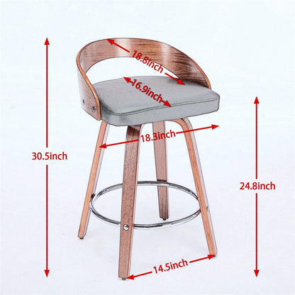 Swivel Barstools (2) with Low Back Wood Legs