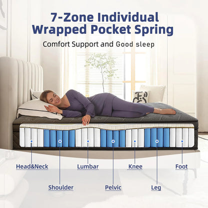 12-14inch Full-Size Memory Foam Mattress Available in Single, Twin, Queen, and King Sizes Boxed Mattress Medium Firmness