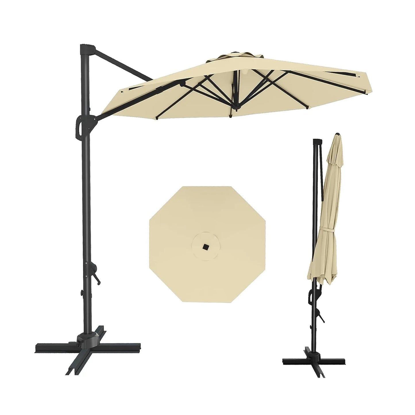 10FT Cantilever Patio Umbrella 360° Rotation & Tilt Adjustment