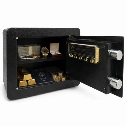 0.5 Cu Ft Digital Home Safe With Keypad And Emergency Key Anti Pry Steel Bolts Reinforced Steel Door External Battery Box Dual Locking For Cash Jewellery Passports And Valuables