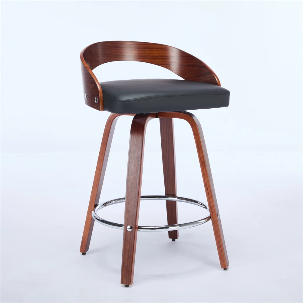 Swivel Barstools (2) with Low Back Wood Legs