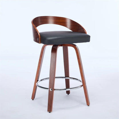 Swivel Barstools (2) with Low Back Wood Legs